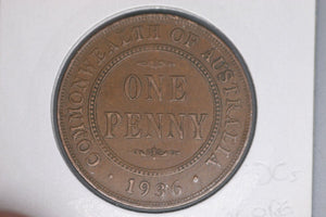 1936 - Australia Penny - Diecracks 'GEORGIVS V D G BRITT' - aEF / Spot Verdigris