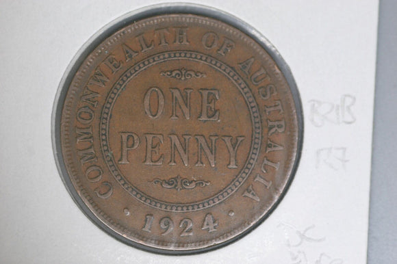 1924 - L - Australian Penny - Diecracks ent. Obverse & Reverse - (R7) (B21B) - F