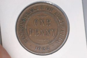 1922 - I - Australian Penny - Indian Obverse - aVF / Verdigris