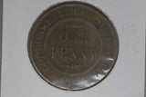 1924 - I - Australian Penny - Filled 4 - Indian Obverse - VG / Grotty