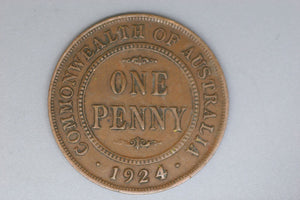 1924 - L - Australian Penny - Diecrack 'X FD IND' - aEF