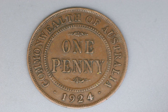 1924 - L - Australian Penny - Diecrack 'X FD IND' - aEF