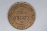 1924 - L - Australian Penny - Diecrack 'X FD IND' - aEF