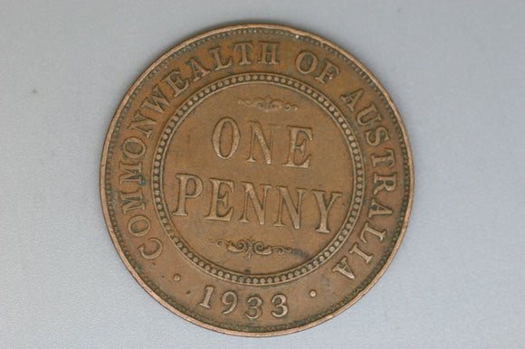 1933 - Australian Penny - Overdate - gF