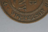 1924 - L - Australian Penny - Diecracks 'TRAL' & 'GEORGIVS' - VF / Verdigris