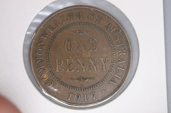 1917 - Australian Penny - aVF / Spots of Verdigris