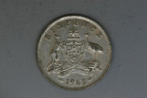 1962 - Australia Sixpence - VG - 50% Silver