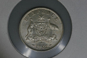 1942 - D - Australia Sixpence - .925 Silver - gEF