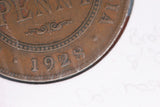 1928 - Australia Penny - Open '2' & '8' - Dot at Nose - Diecrack Obverse - aVF