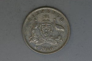 1960 - Australia Sixpence - VG - 50% Silver