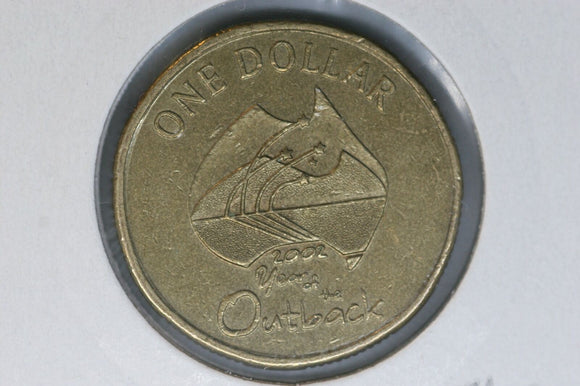 2002 - Australia 1 Dollar Coin - Outback - Cud under mouth - gVF