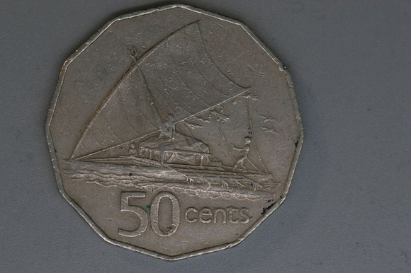 1981 - Fiji 50 Cent Coin - Outrigger - VF