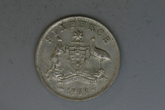 1963 - Australia Sixpence - VG - 50% Silver