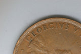 1927  - Australia Penny - Diecrack & Doubling of 'ORG' - aF / Verdigris