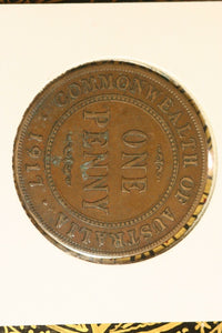 1917 - Australia Penny - Lump after 'IMP' - F / Verdigris