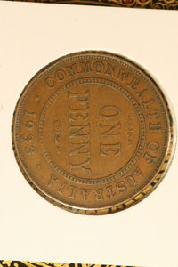 1933  - Australia Penny - Overdate - aF