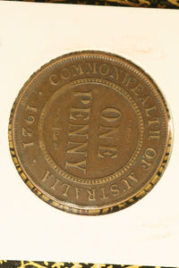 1921 - I - Australia Penny - Weak leg of 'N' - aF / Spots of Verdigris