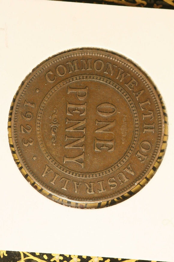 1923 - Australia Penny - Dot on King's Chin and 2 behind King's Collar (R6) - F