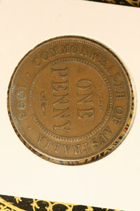 1933 - Australia Penny - Overdate - F / Verdigris