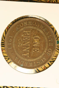 1913  - Australia Penny -gVG / Verdigris