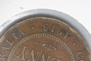 1913 - Australia Penny - Wide Date (B3A) - VG / Rim Bumps