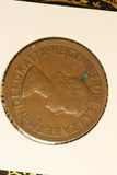 1956 M - Australia Penny - gVF. Verdigris, '95' Doubled