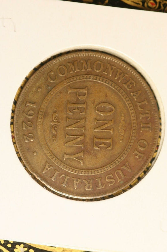 1922 - L - Australia Penny - F / Cleaned