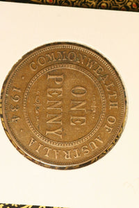 1934  - Australia Penny - aVF. Cleaned