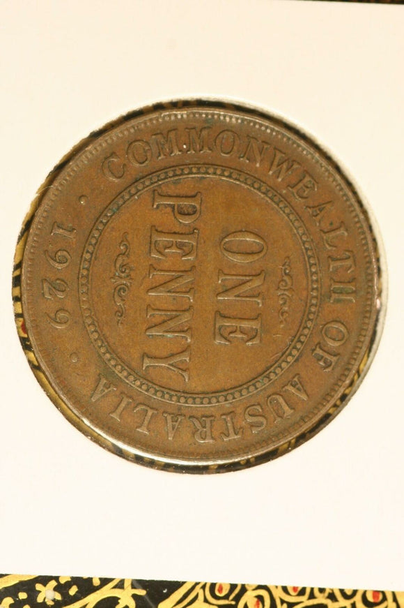 1929 - I - Australia Penny - aF / Verdigris