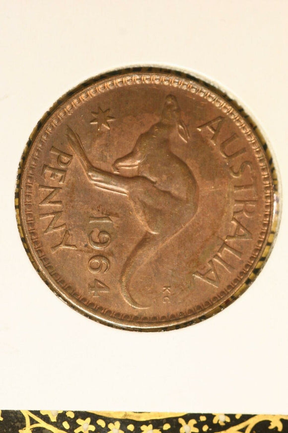 1964 - M - Australia Penny - aUNC / Small Spot of Verdigris