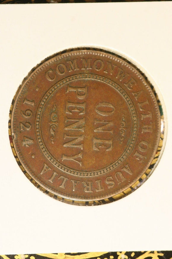 1924 - L - Australia Penny - aF / Scratched