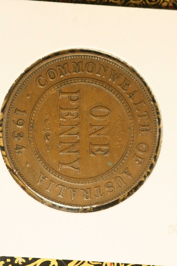 1934 - Australia Penny - 'COMMONWEALTH' lightly doubled - aVF