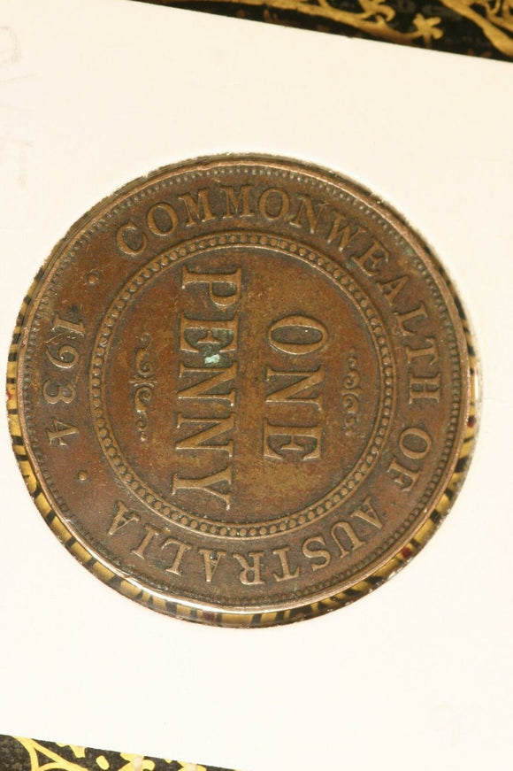 1934 - Australia Penny - VF / Problem Coin