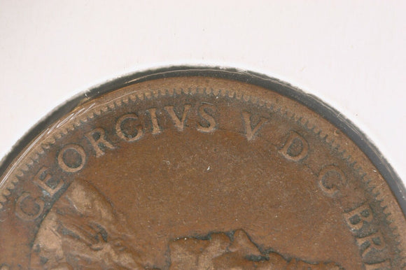 1924 L - Australia Penny - Diecrack ' ORGIVS V D.G.' - aVF / Grotty