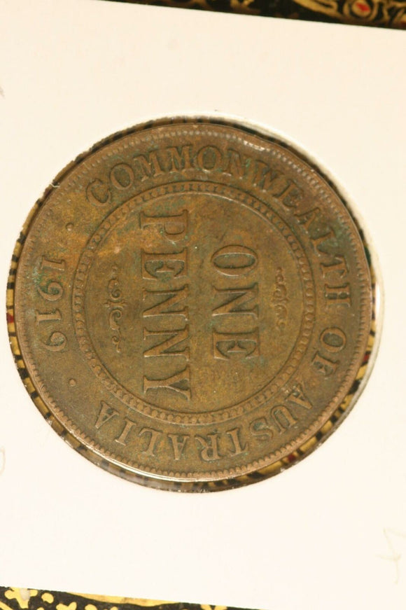 1919  - Australia Penny - aF. One Dot