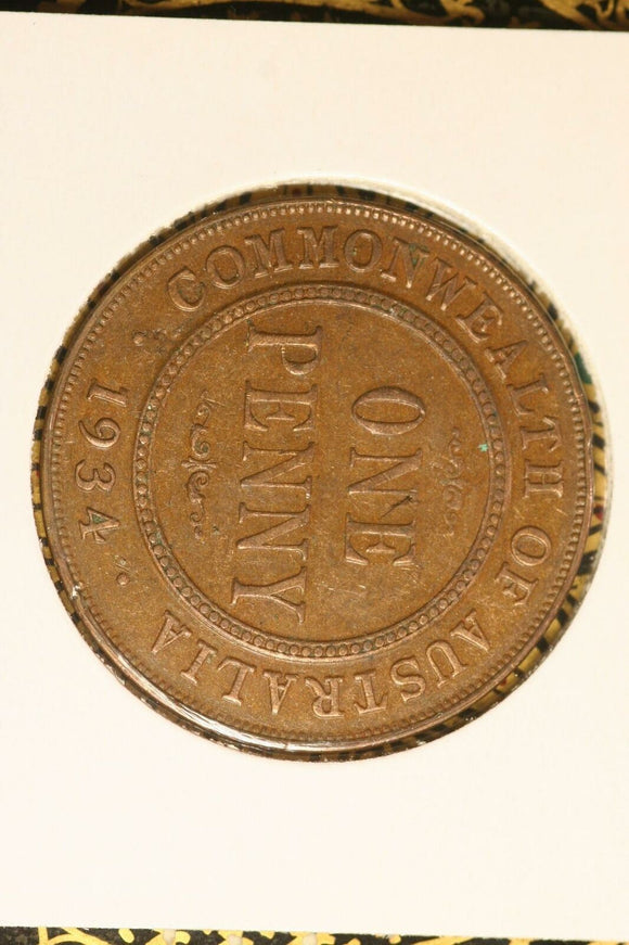 1934 - Australia Penny - VF / Cleaned