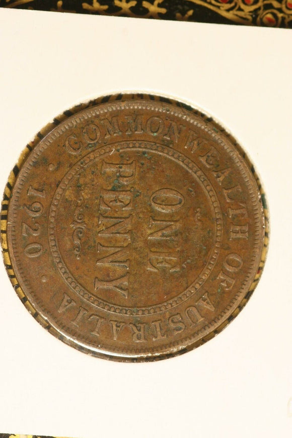 1920 - I - Australia Penny - No Dot - aF / Corrosion