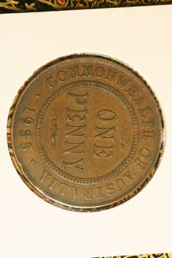 1935 - Australia Penny - aEF / Verdigris