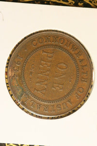 1934 - Australia Penny - 'OMN' Doubled - F / Problem