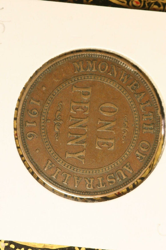 1916 - Australia Penny - 'CO' Almost missing - gVG