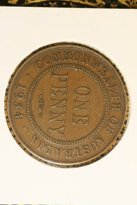 1934 - Australia Penny - Diecrack through Date (R5) - F