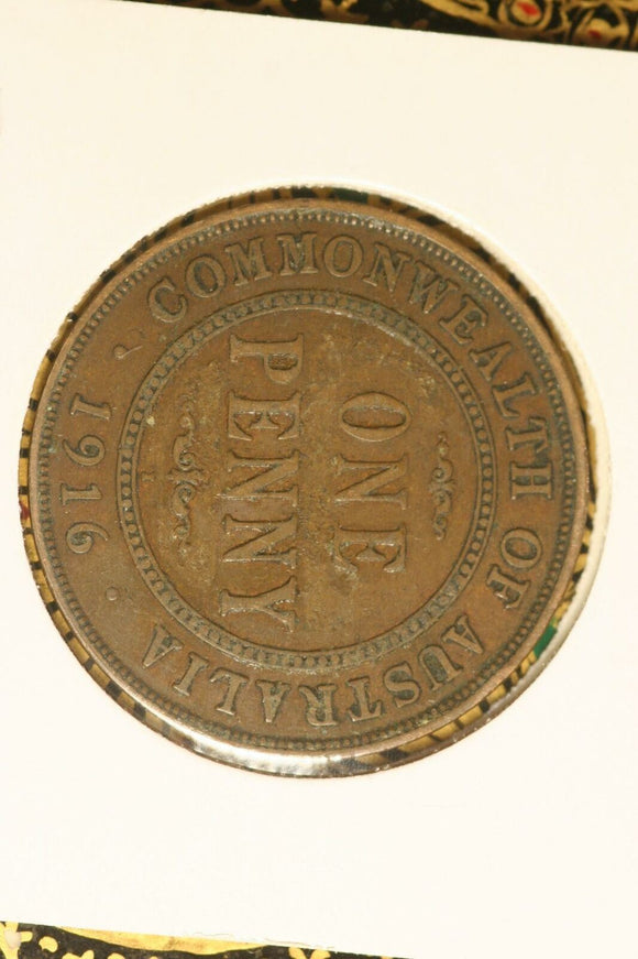 1916 - Australia Penny - aF / Grotty