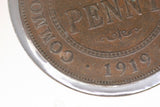 1919 - Australia Penny - No Dot - Diecracks thru '91' & Rim to 'C' - F