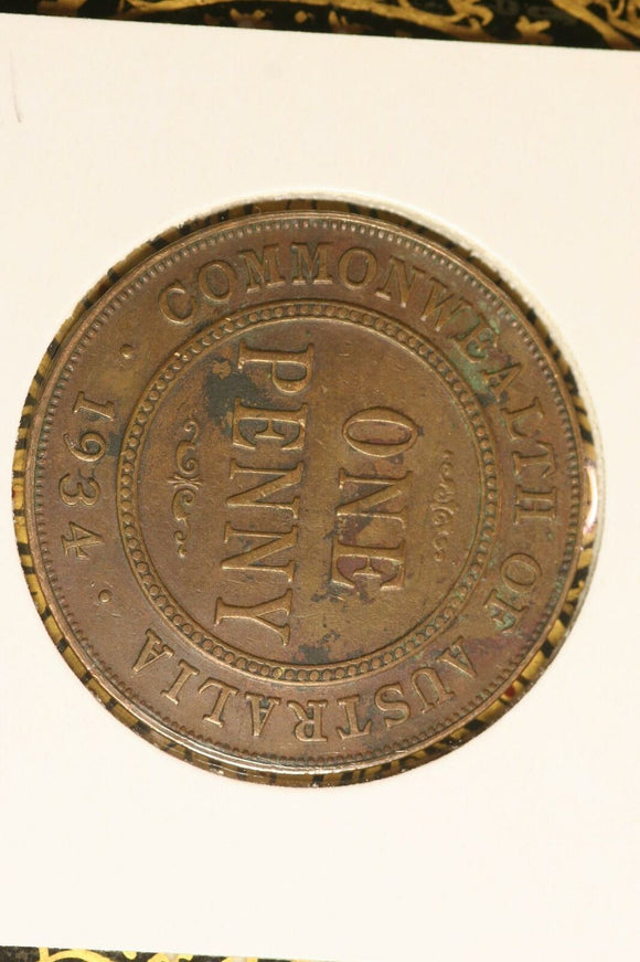 1934 - Australia Penny - aVF / Problem Coin