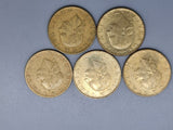 Italy - 5 x 200 Lira Coins from 1970s to 1990s