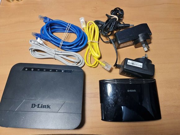 D Link DSL-2875AL Router & DES-1005D Hub & Cables