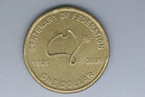 2001 - Australia - 1 Dollar Coin - Centenary of Federation - Obverse Doubled -EF