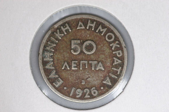 1926 - B - Greece - 50 Aenta Coin - G