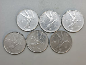 Italy - 6 x 50 Lira Coins from 1970s