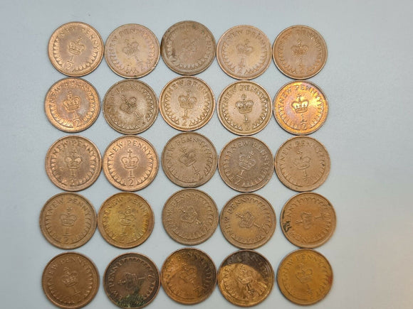 UK - New Halfpenny - 25 coins from  1970's